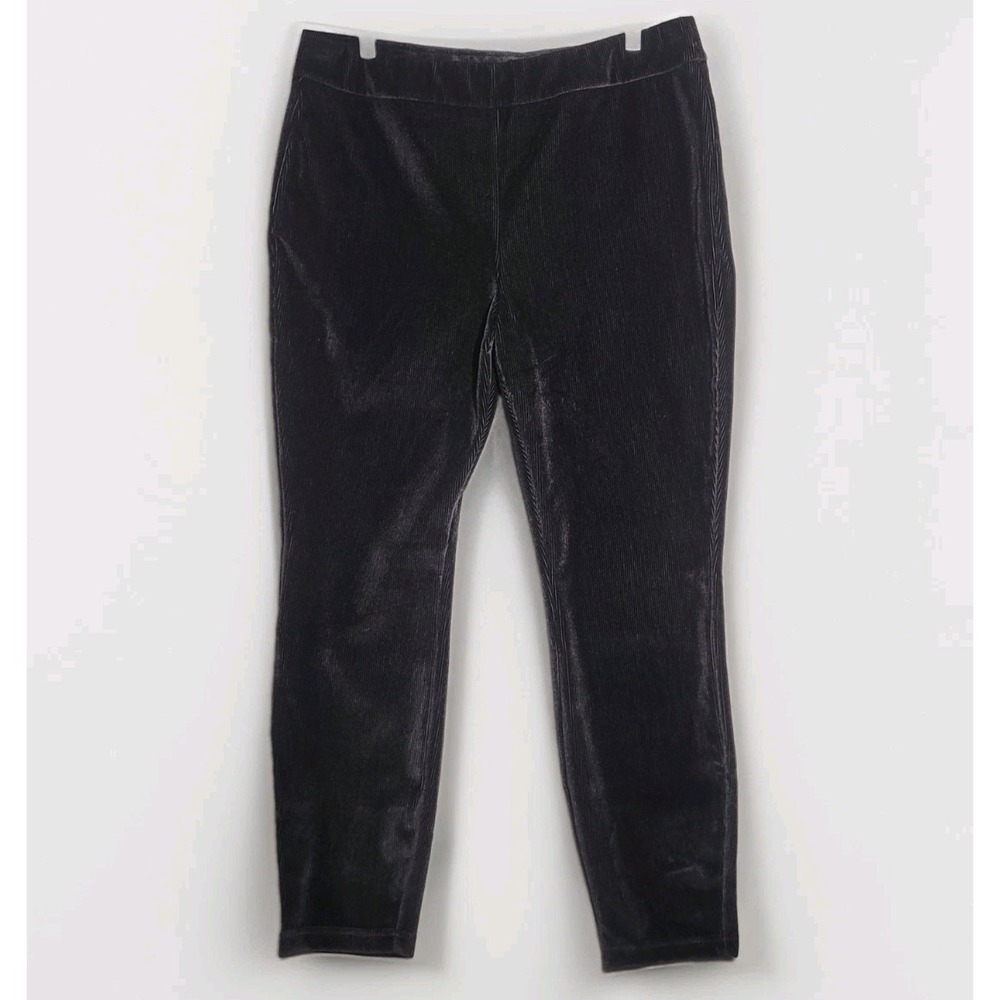 Nanette Lepore Pants Womens XL Black Velvet Corduroy Ribbed Velour Stretchy Soft